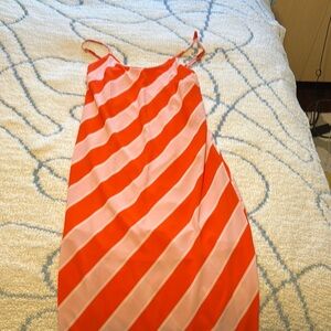 Red and Pink Striped Dress